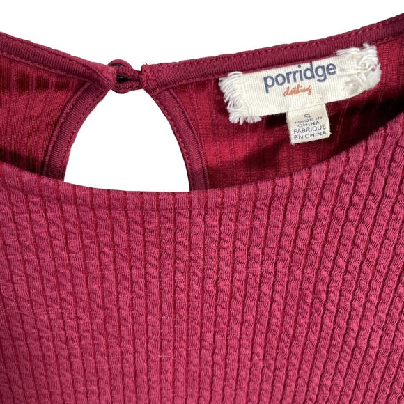 Anthropologie‎ Porridge Bell Sleeve Knit Top Small Burgundy Boho Stretch - Picture 5 of 10